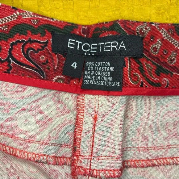 Etcetera Red Paisley Cotton Pants - Picture 2 of 16